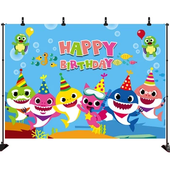 

Acejoker Birthday Backdrop Photography Ocean Shark Background Birthday Party Banner Decoration Supplies Photo Shoot Prop