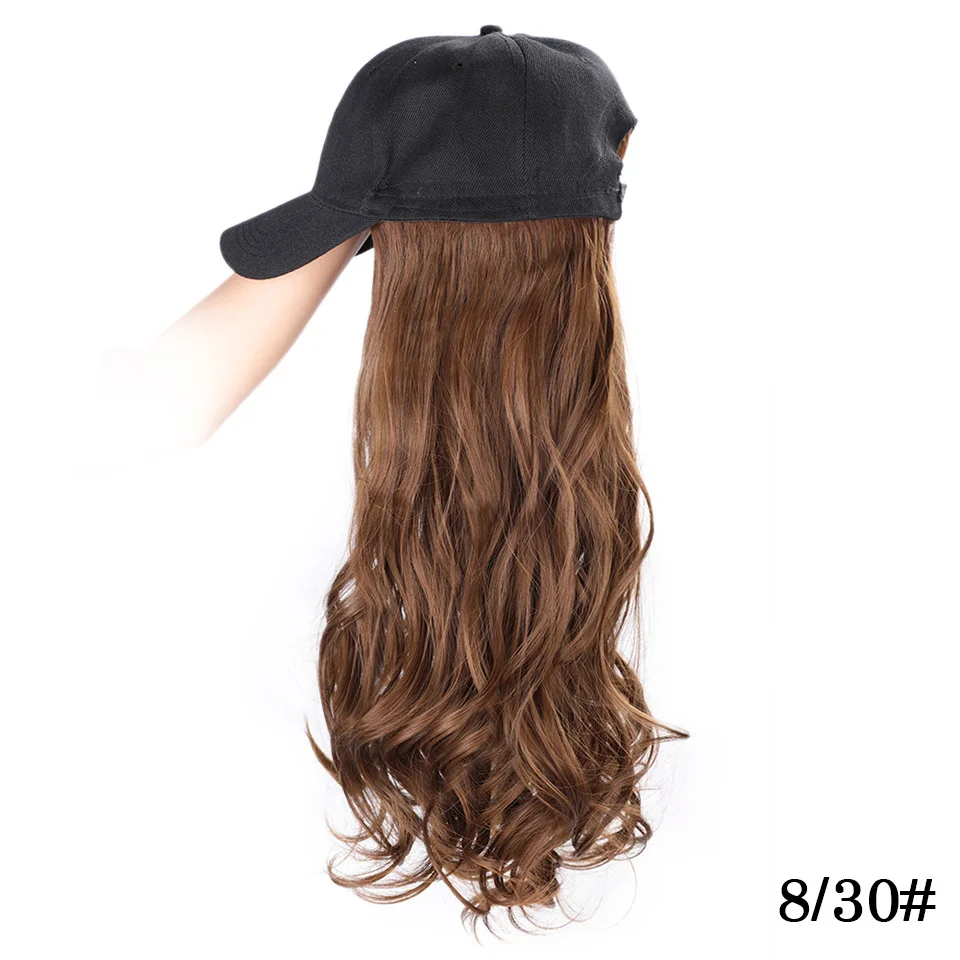 Энергичные 18 дюймовые длинные волнистые волосы для наращивания с черной крышкой, синтетические волосы для наращивания, интегрированные крышки с волосами для девушек, Повседневные Вечерние - Цвет: 8-30