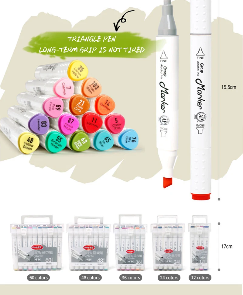 24/48/60/80/120 Color Art Markers Set Dual Headed Artist Sketch Oily Alcohol based markers For Animation Manga