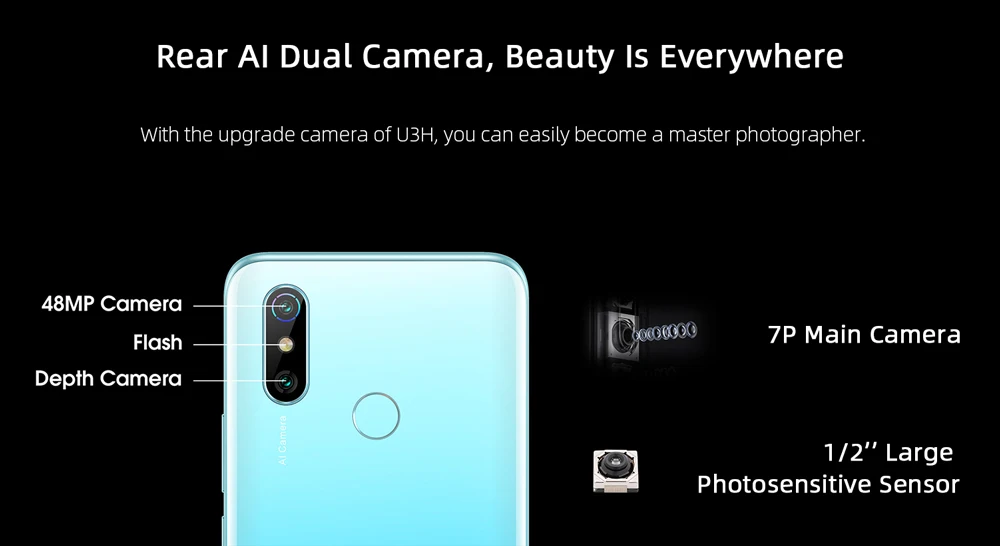 ELEPHONE U3H Helio P70 Octa Core Smartphone Better Than Xiaomi Mi 10 Redmi Note 7 Note 8 6.53 FHD+ 128GB  256GB 24MP Selfie 48MP Dual Camera NFC Android 10 Mobile Phone (15)