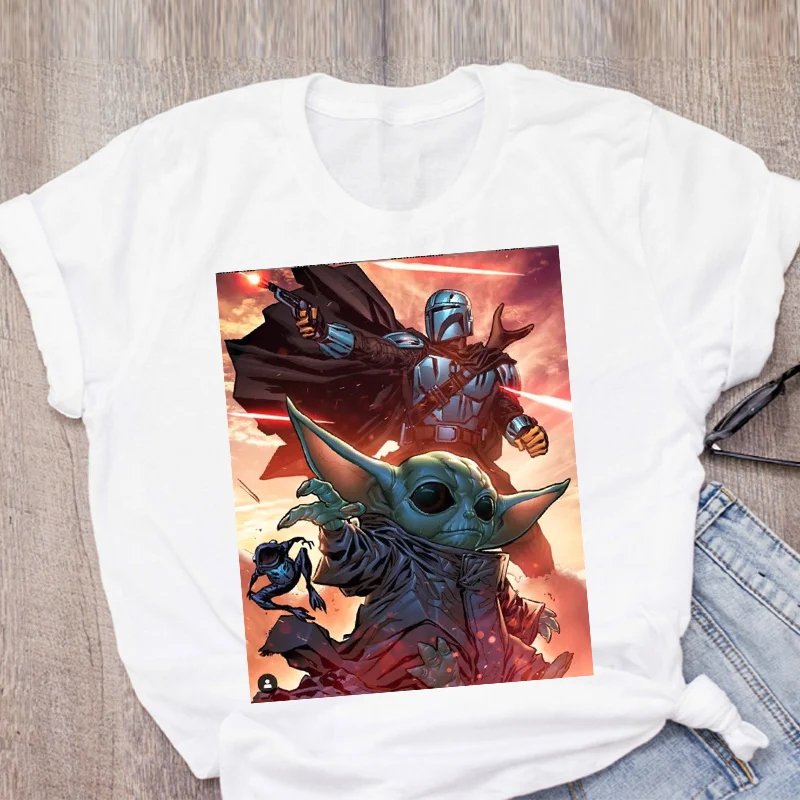 Женская футболка с рисунком из мультфильма Yoda PrintingAlien летняя женская одежда 90s
