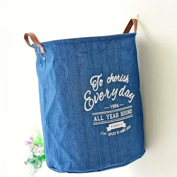 

Foldable Clothing Toy Storage Basket New Large Denim Waterproof Clothes Basket Dirty Bucket Household Laundry Basket