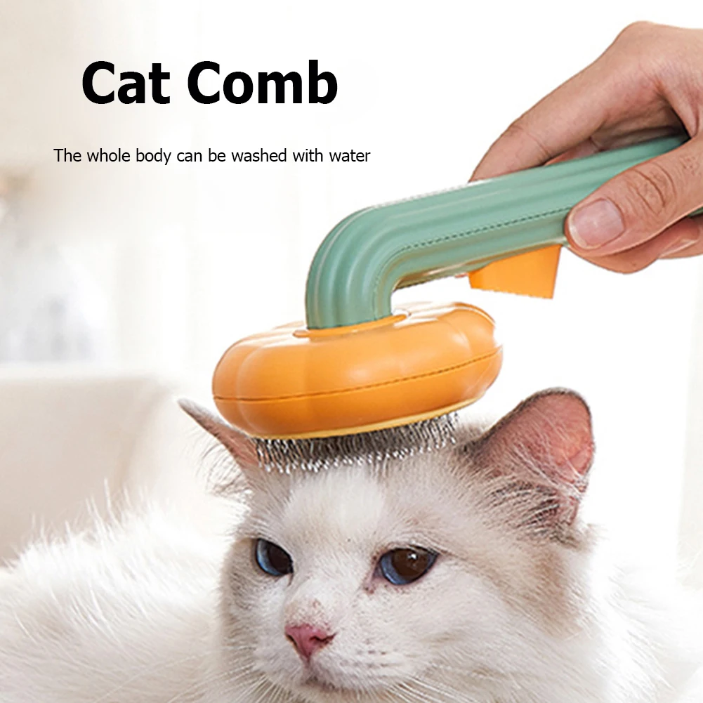 Pumpkin Pet Brush, Self Cleaning Slicker Brush for Shedding Dog Cat