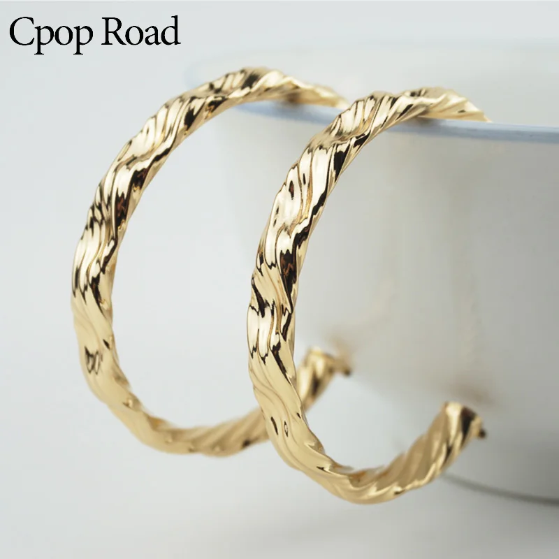 Женские серьги кольца Cpop Wave Circle большие золотые круглые модные уникальные обручи