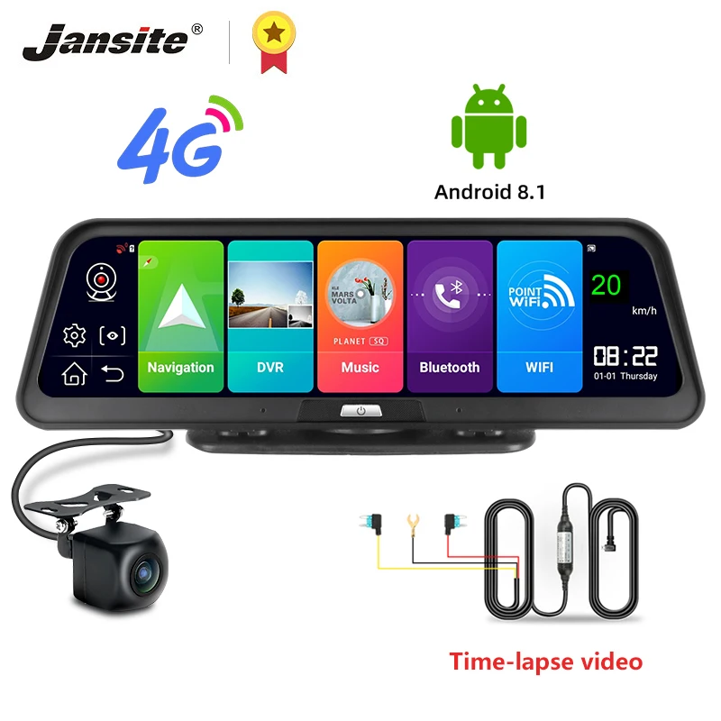 Зеркало видеорегистратор Jansite 10 дюймов Android 8 1 сенсорный экран GPS