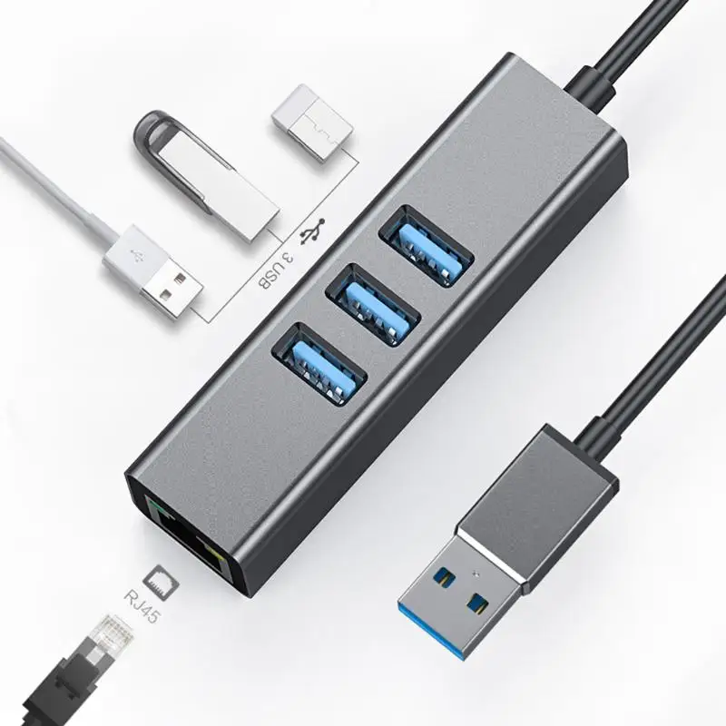 S669-U 3 Порты USB 3,0 концентратор для Rj45 концентратор 10/100/1000M Ethernet-адаптер Сетевая карта концентратора Gigabit Ethernet адаптер для Macbook оконные рамы