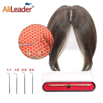 

Alileader New 4 Pcs Ventilating Needles 1 Brass Holder Make/Making/Repair Lace Wigs Toupee Hairpiece Wig Knotting Hook Sets