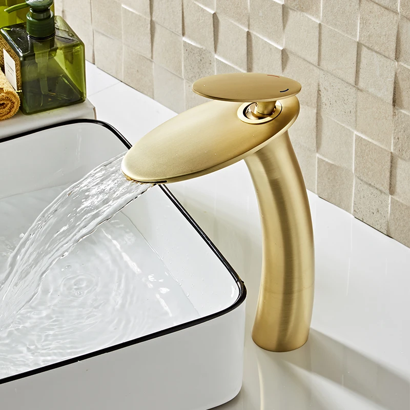 Basin Faucets Waterfall Bathroom Faucet Single handle Basin Mixer Tap Bath Antique Brass Faucet Sink Water Crane Silver Taps