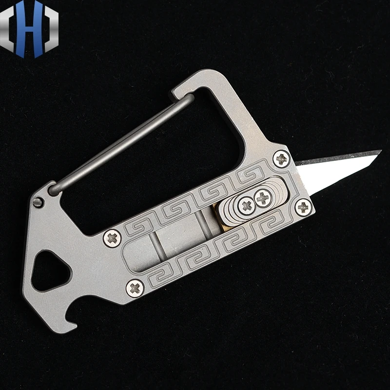 

Titanium Alloy Utility Knife EDC Keychain Buckle Multi Function Outdoor Tools