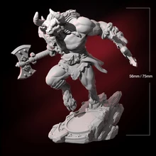 

56mm 75mm Resin Model Angry Minotaur Axe Warrior Figure Unpainted No Color DW-010