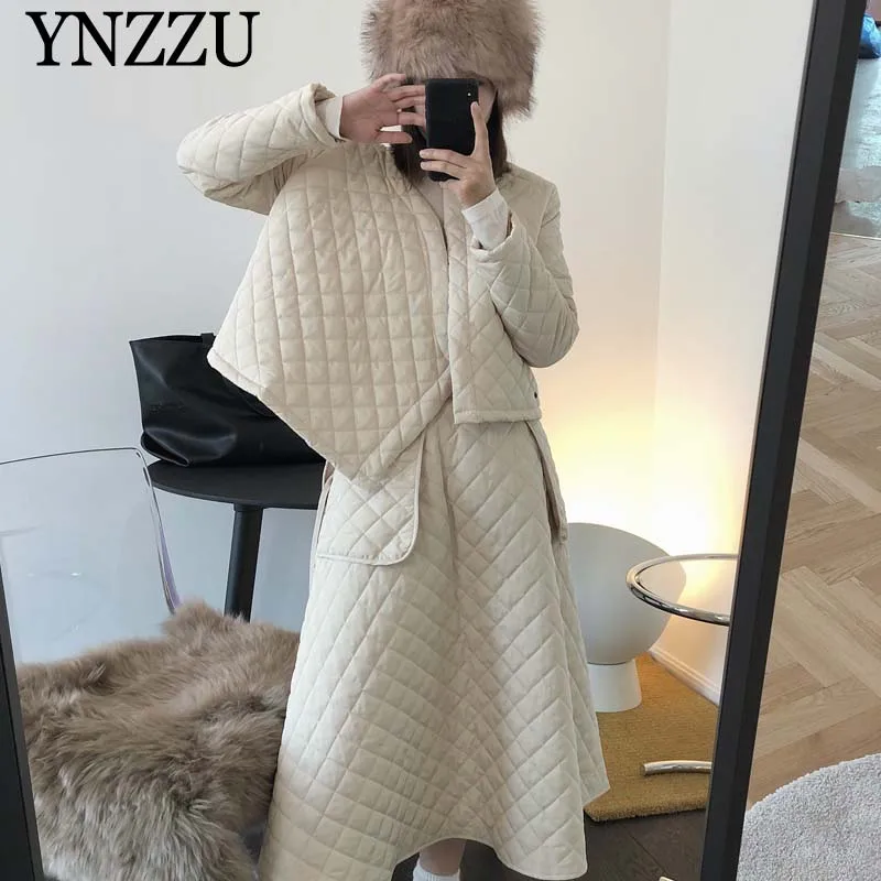 Женская зимняя теплая куртка YNZZU 9O136 с хлопковой подкладкой Повседневная Длинная