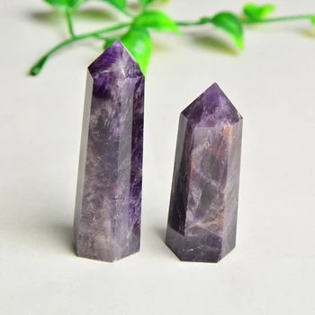 

Natural Amethyst Crystal Point Mineral Ornament Healing Energy Stone Natural Quartz Wand Home Decor Ore Mineral Crafts 1Pcs