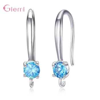 

Top Sale 925 Sterling Silver Women Girls Colorful Crystals Paved Earring Hooks Hot Fashion Jewelry Accessory For Birthday