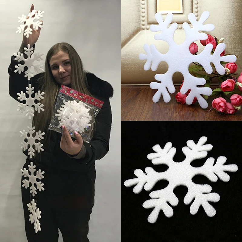 DIY foam Fake Snowflakes Christmas ornaments winter snow decoration Home Christmas Party New Year Xmas Tree Pendants Hanging Decoration Window Decoration 1 Pack