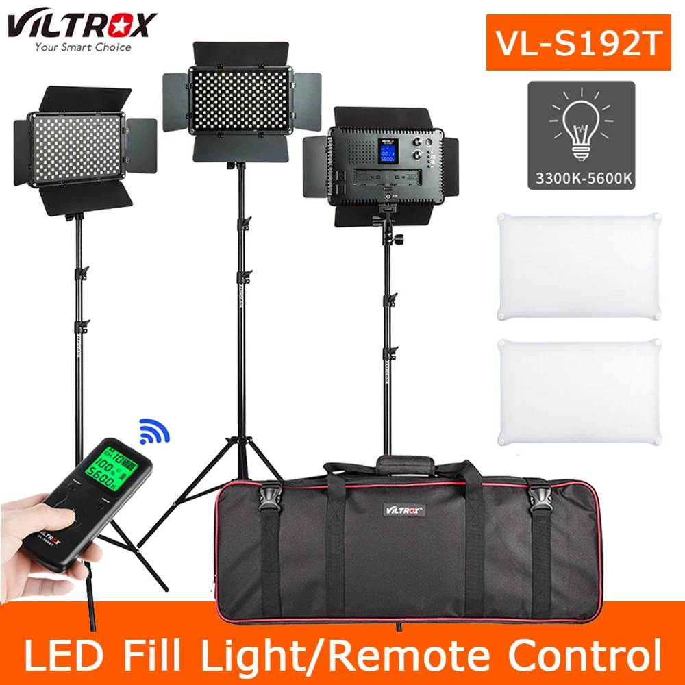 VILTROX VL-S192T LED Video Light Bi-color Dimmable Wireless Remote Panel Lighting Kit + 1.8m Stand for Studio Shooting | Электроника