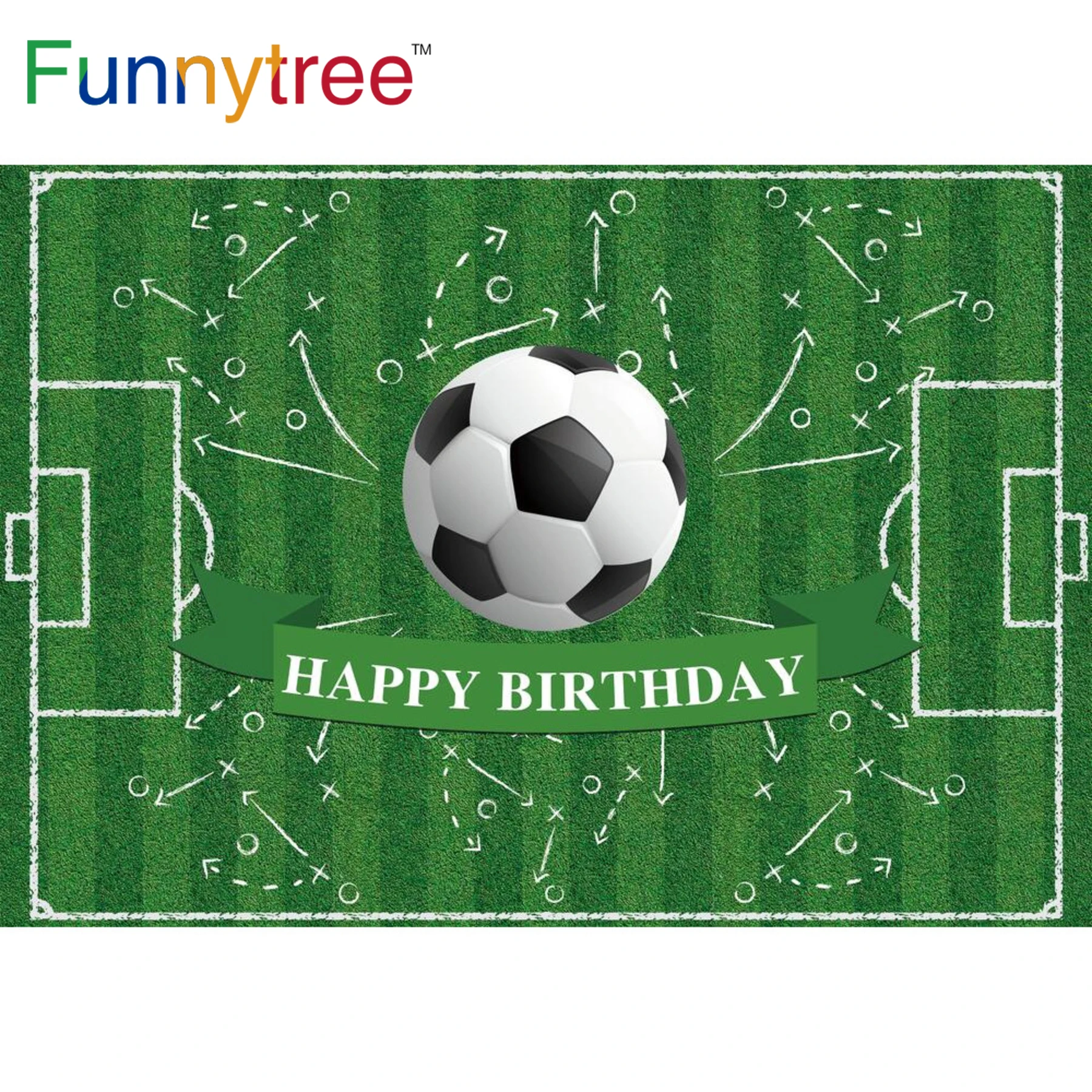 

Funnytree Football Soccer Field Stadium Birthday Party Child Boy Birthday Backdrop Decor Baby Shower Grassland Flags Background