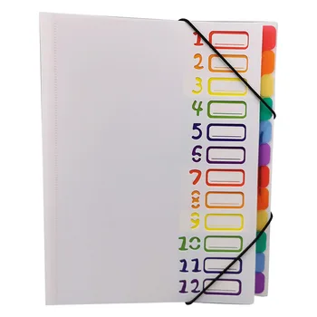 

A4 Office Document Stationery Organizer School File Folder 12 Pages Holder Portable With Slash Pockets Gifts Storage Rainbow PP