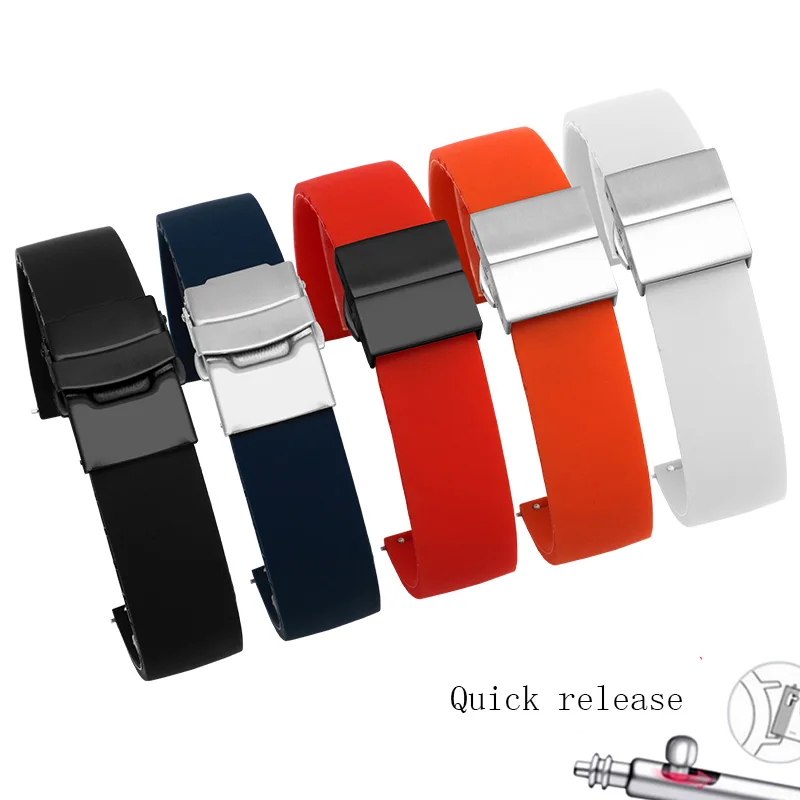 Waterproof Silicone watchabnd 20mm 22mm black white red bracelet For Amazfit 2S GTS outdoor silicone strap Quick release | Наручные часы