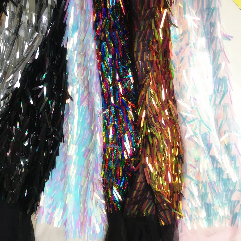 

Large Long Sequin Embroidery Tassel Fabric Designer DIY Party Women Dress Sequins Fabric for Sewing by Yard 90x125cm