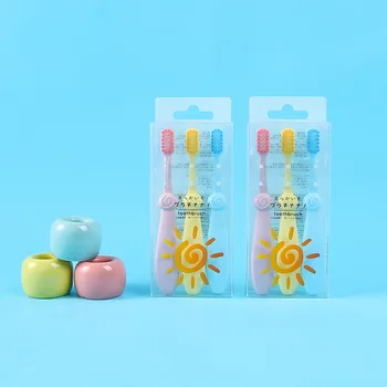 

CHILDREN'S Toothbrush 3 Installed 3-12 Years Old Macarons Cartoon Handle Baby Soft Bristle Toothbrush Manufacturers Wholesale