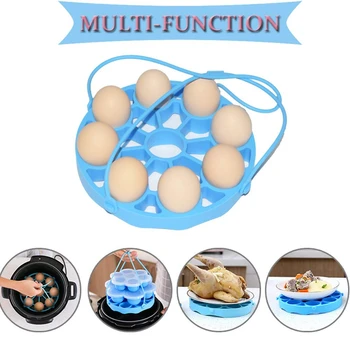 

HOT！-Silicone Egg Steamer Rack for Pot Accessories, Pressure Cookers Sling Holds 9 Eggs for 5/6, 8 Quart