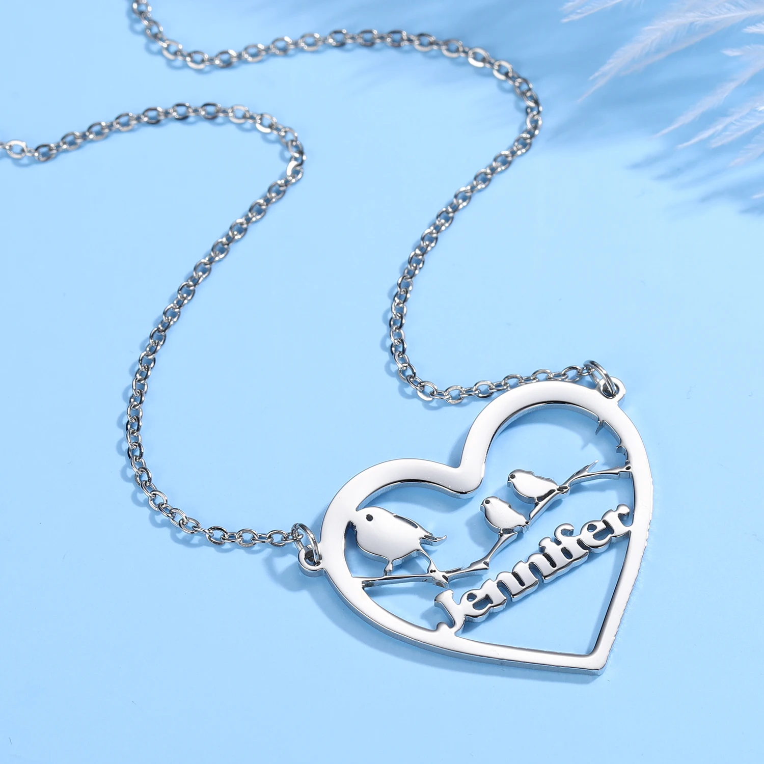 Personalized Heart Name Necklace Customized Gold Stainless Steel 