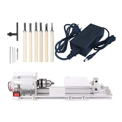 Mini Wood Lathe Machine DIY Woodworking Miniature Mini Lathe Beads Polisher Machine