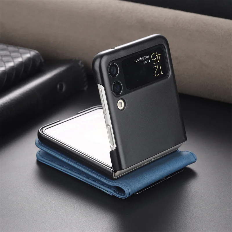 For Samsung Galaxy Z Flip3 ZFlip3 ZFlip 3 Z Flip 3 5G Case Stand Wallet Capa Leather Folding Shockproof Protective Phone Cover samsung silicone case