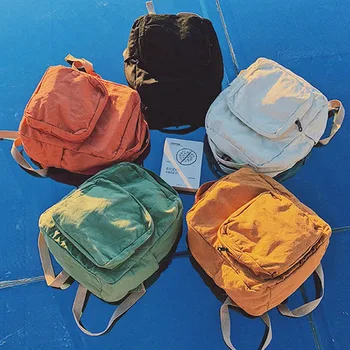

2020 Korean Version Backpack Women Canvas Travel Bag Women Fashion High Capacity Solid Color Backpack Student Zipper School Bag