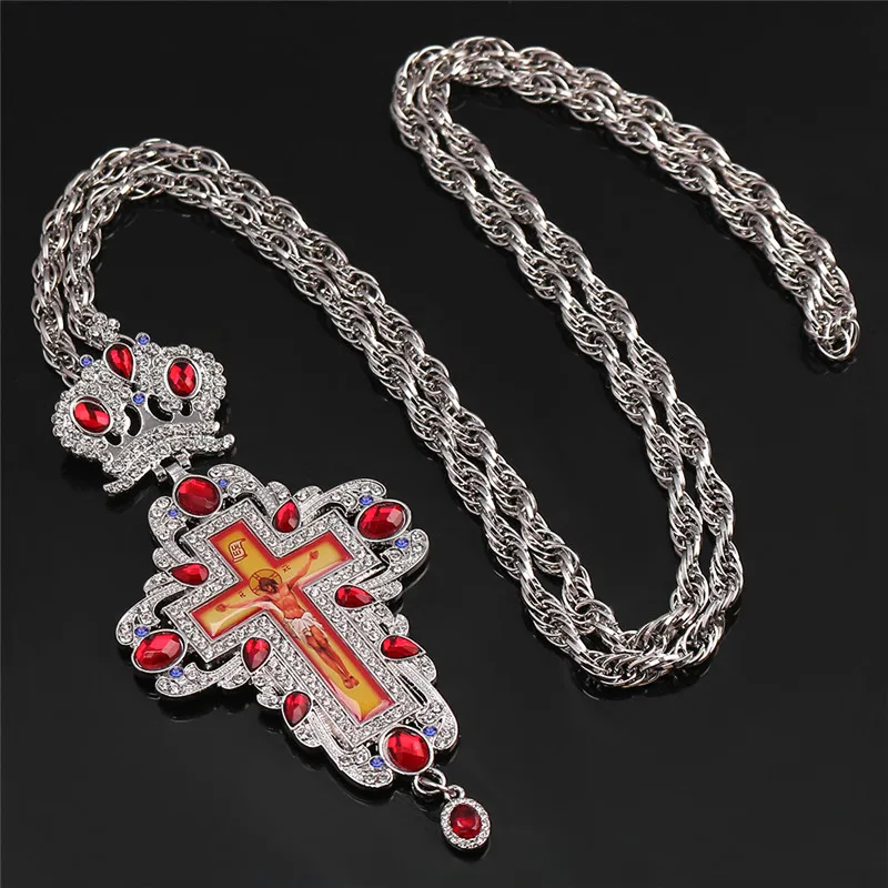 Золотой серебряный крест длинное ожерелье Корона распятье религиозное икона византийское искусство и ортодоксальная традиционность священный крест жрецы