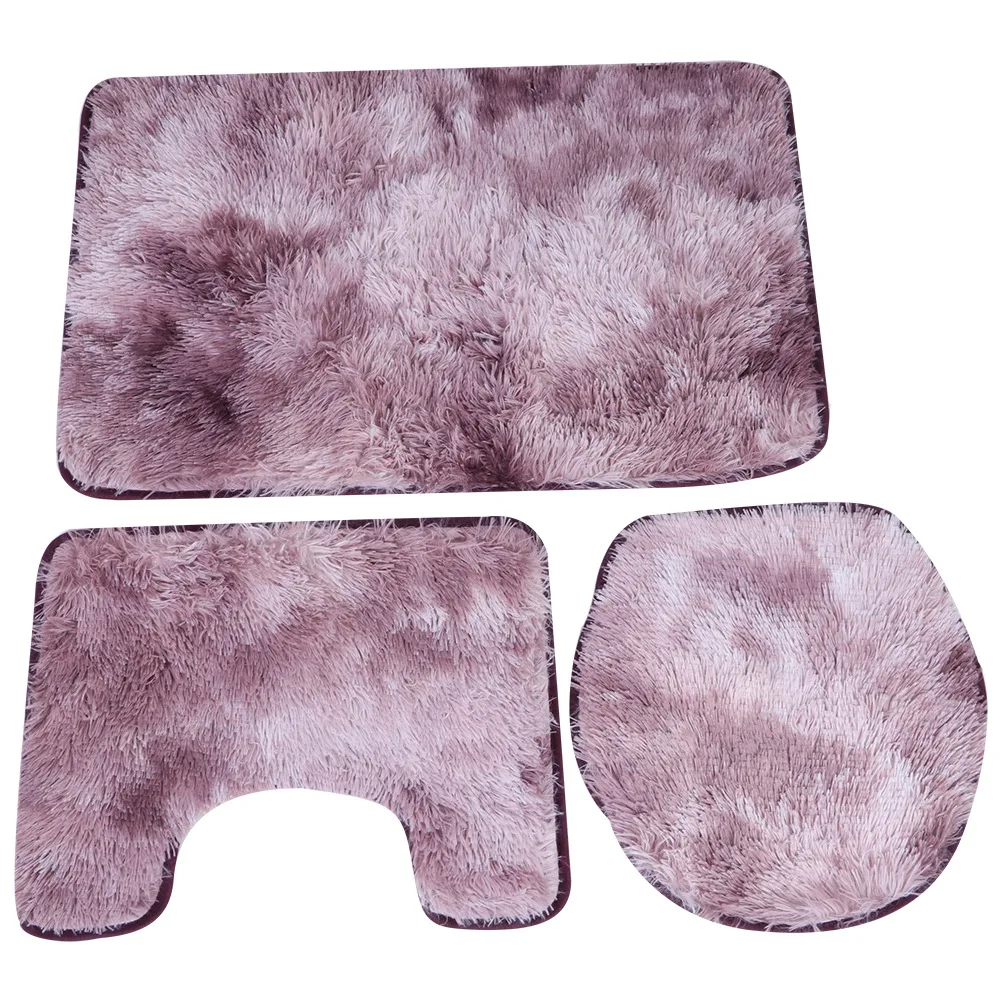 

3Pcs Bath Mat Bathroom Rug Set Soft Non Slip Toilet Lid Cover Bath Mats Contour Rug Home Decoration U-Shaped Mat Dropshipping