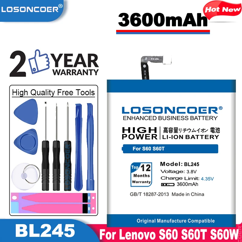 LOSONCOER 3600mAh BL245 bl245 High Quality Battery For Lenovo S60 S60T S60W Mobile Phone Battery~In Stock | Мобильные телефоны и