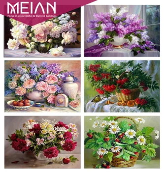 

2020 crystal diamond painting kit Vase 5D DIY embroidery cross stitch kit Flowers Peony Cross Stitch Rhinestone Mosaic Decor