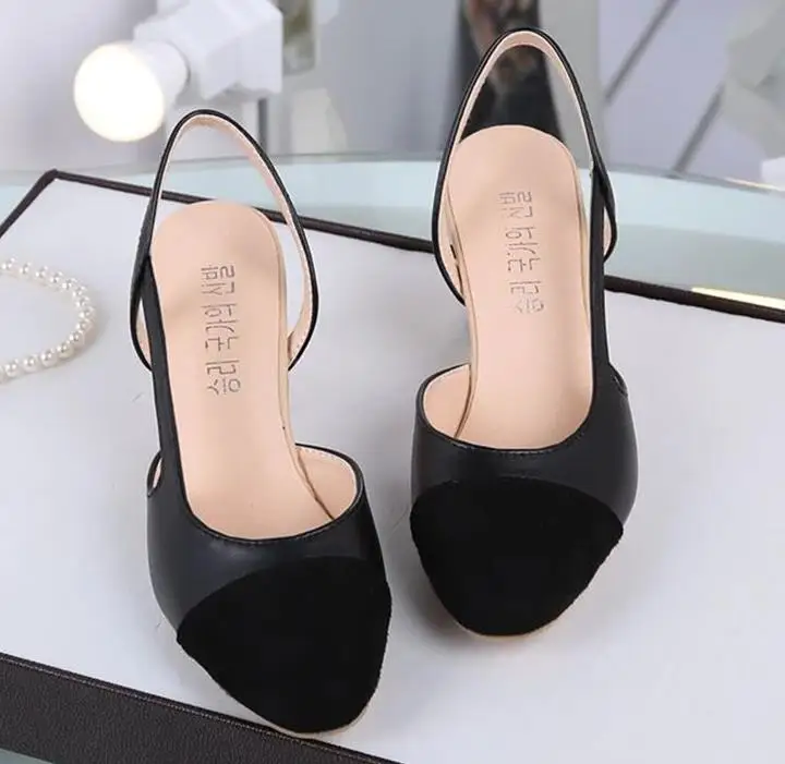 Горячая распродажа; летние женские модельные туфли; модные туфли на среднем квадратном каблуке; босоножки для свадьбы для вечеринки; повседневная женская обувь - Цвет: black