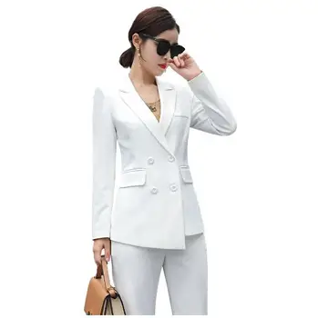 

Women's Suite 2020 Spring Fashion Interview Two-piece Professional Wear Casual Korean Version Suits Jacket + Wide-leg Pants Suit