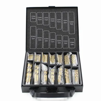 

Iron Boxed 99pc High-speed Steel Titanium-plated Twist Drill Woodworking Hole Drill Steel Plate Drill Bit Set