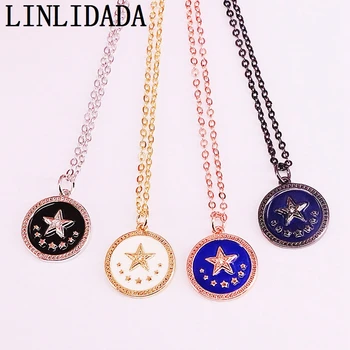 

12Pcs Round Pendants Trendy Mix Color Enamel Copper Necklace Charm Jewelry For Women Gift