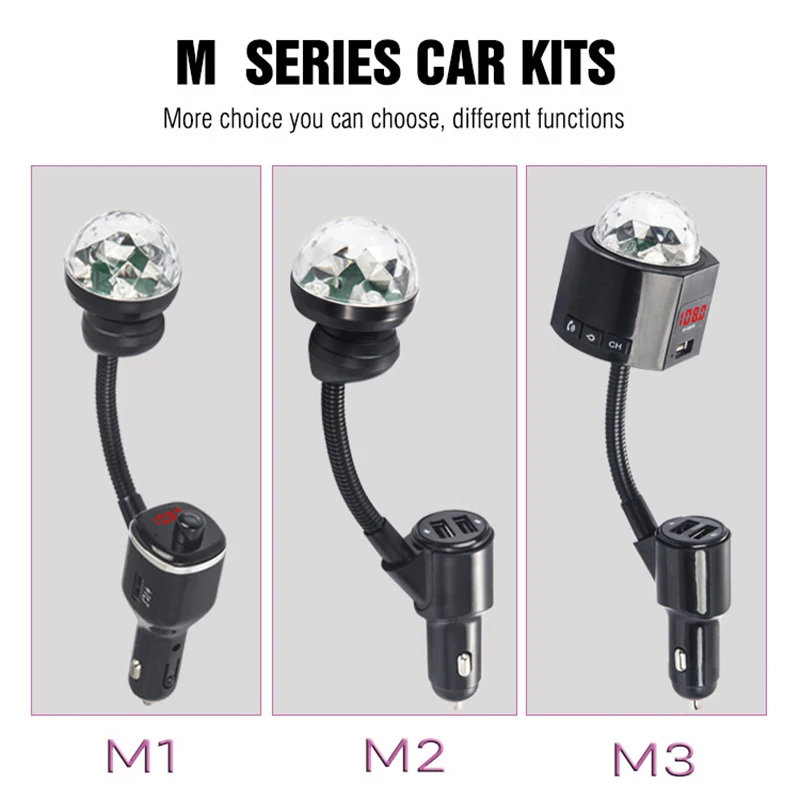 Автомобильный fm-передатчик 3 USB зарядка Bluetooth автомобильный комплект музыкальный плеер со съемным диско-светильник AS99