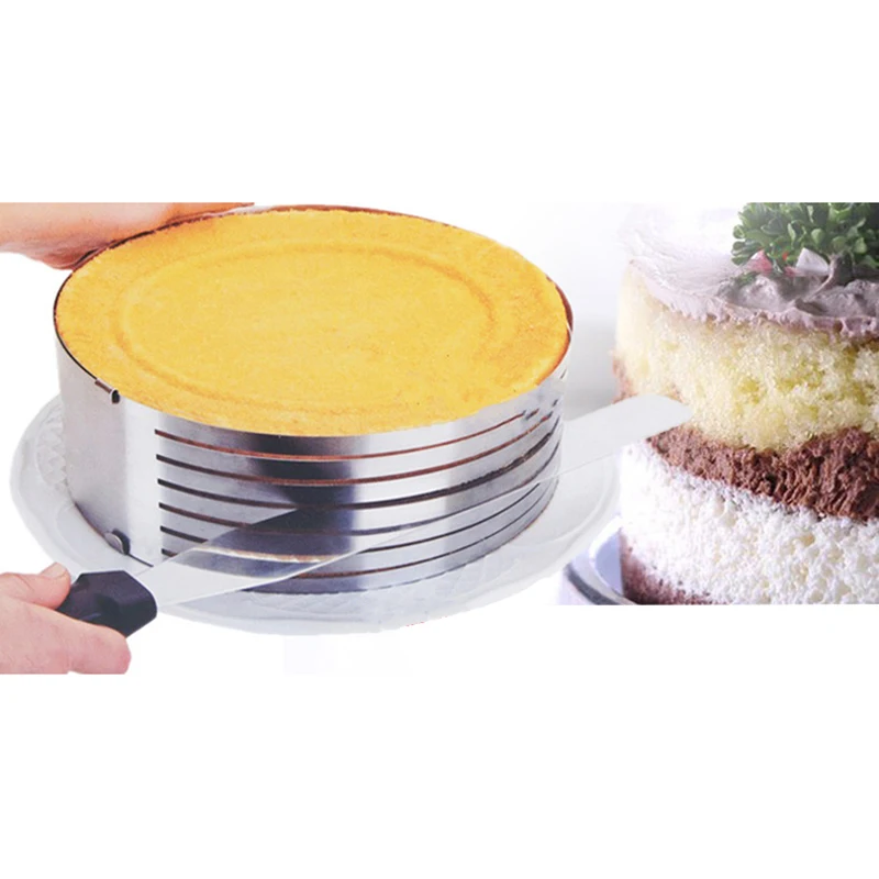 Adjustable Layer Cake Slicer Kit Mousse Stainless Steel Mould Slicing Cake Setting Ring DIY Bakeware Tools Cake Tools
