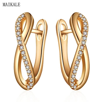 

MAIKALE Trendy Geometric Zircon Stud Earrings for Women Cubic Zirconia Earring 8 Shape Clip on Earing Korean New Fashion Jewelry