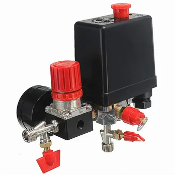 

240V AC Regulator Heavy Duty Air Compressor Pump Pressure Control Switch Air Pump Control Valve 0-180 Psi With Gauge