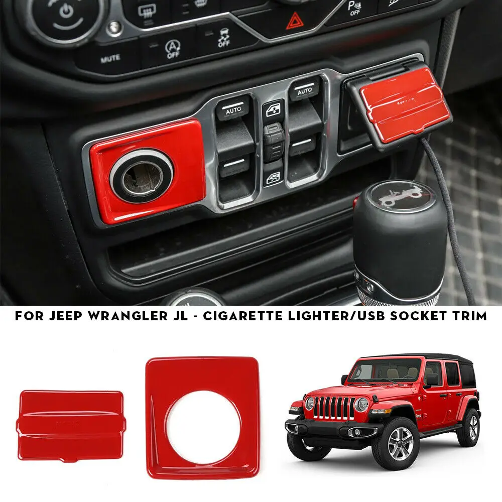 2 шт прикуриватель и USB зарядное устройство Панель Накладка для Jeep Wrangler JL