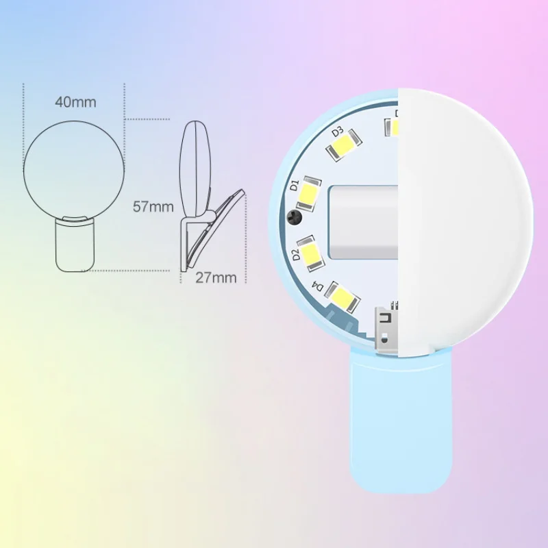 USB зарядка, портативная селфи вспышка, Led, на клипсе, для мобильного телефона, селфи светильник, для улучшения сна, заполняющий светильник, женский, красота, Автоспуск, лампа