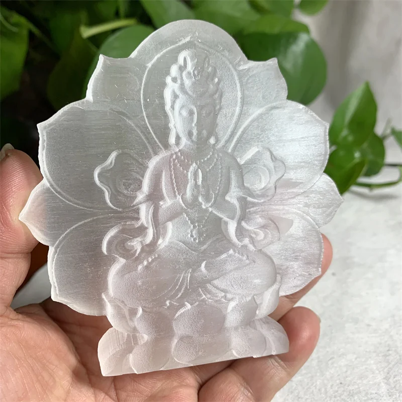 Natural Selenite Crystal Carvings  Figure Gypsum Ornament Statue Reiki Healing Decorative Sculpture Modern Room Design 4