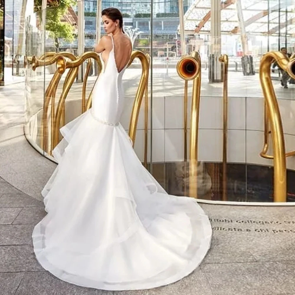 Hochzeitskleid атласные свадебные платья русалки простые Vestido de Noiva Sereia открытая спина сексуальный халат de Mariee сексуальный брюйдсюркен