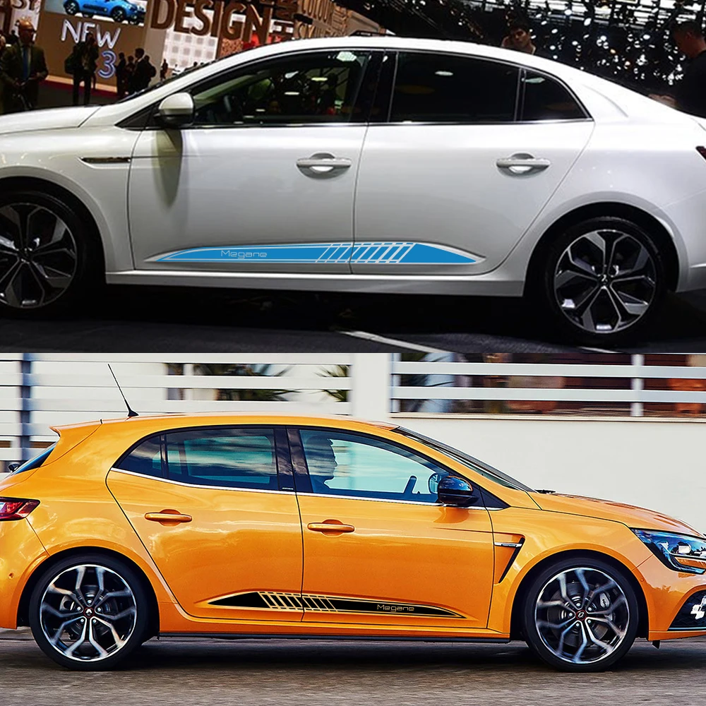 2 шт. для Renault Megane 2 3 наклейки на боковые двери автомобиля виниловая пленка авто гоночный Спорт Стайлинг наклейка Тюнинг автомобилей Автомобильные аксессуары