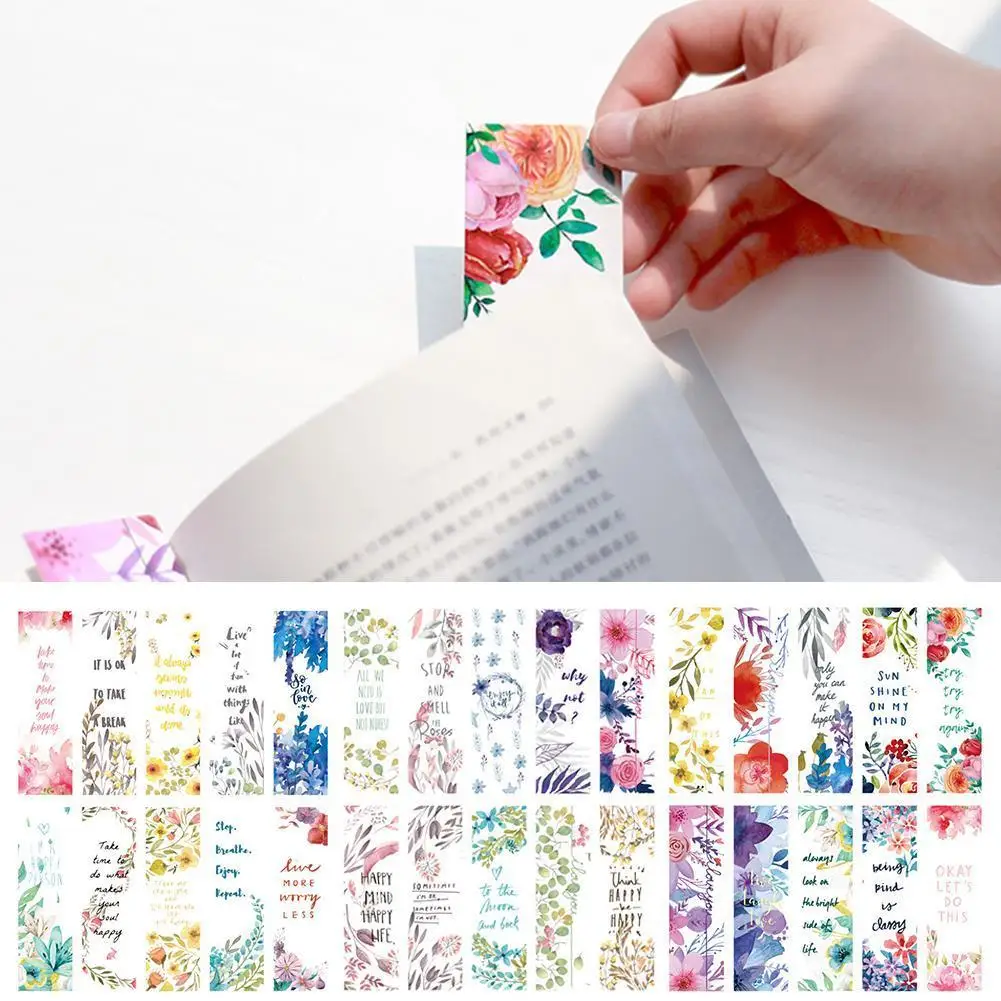 

30pcs/set Beautiful Flowers Bookmarks Book Separation Supplies School Small Literary Page Paper Office Fresh Bookmark Bookm S3X4