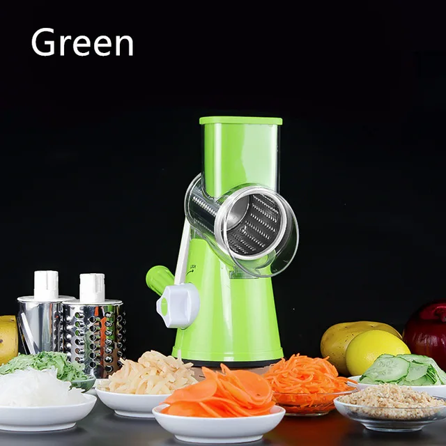 green Ручная овощерезка, слайсер, кухонные аксессуары, многофункциональная круглая мандолина, слайсер для картофеля, сыра, кухонные гаджеты 5Z - Цвет: green