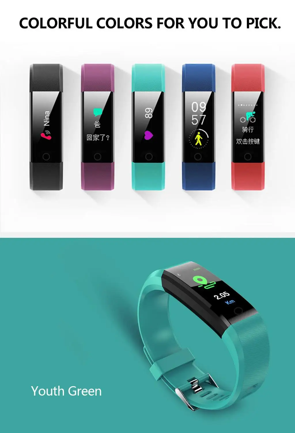 

115plus Smart Sports Bracelet Heart Rate And Blood Pressure Monitoring Information Synchronization Bluetooth Gift Wholesale