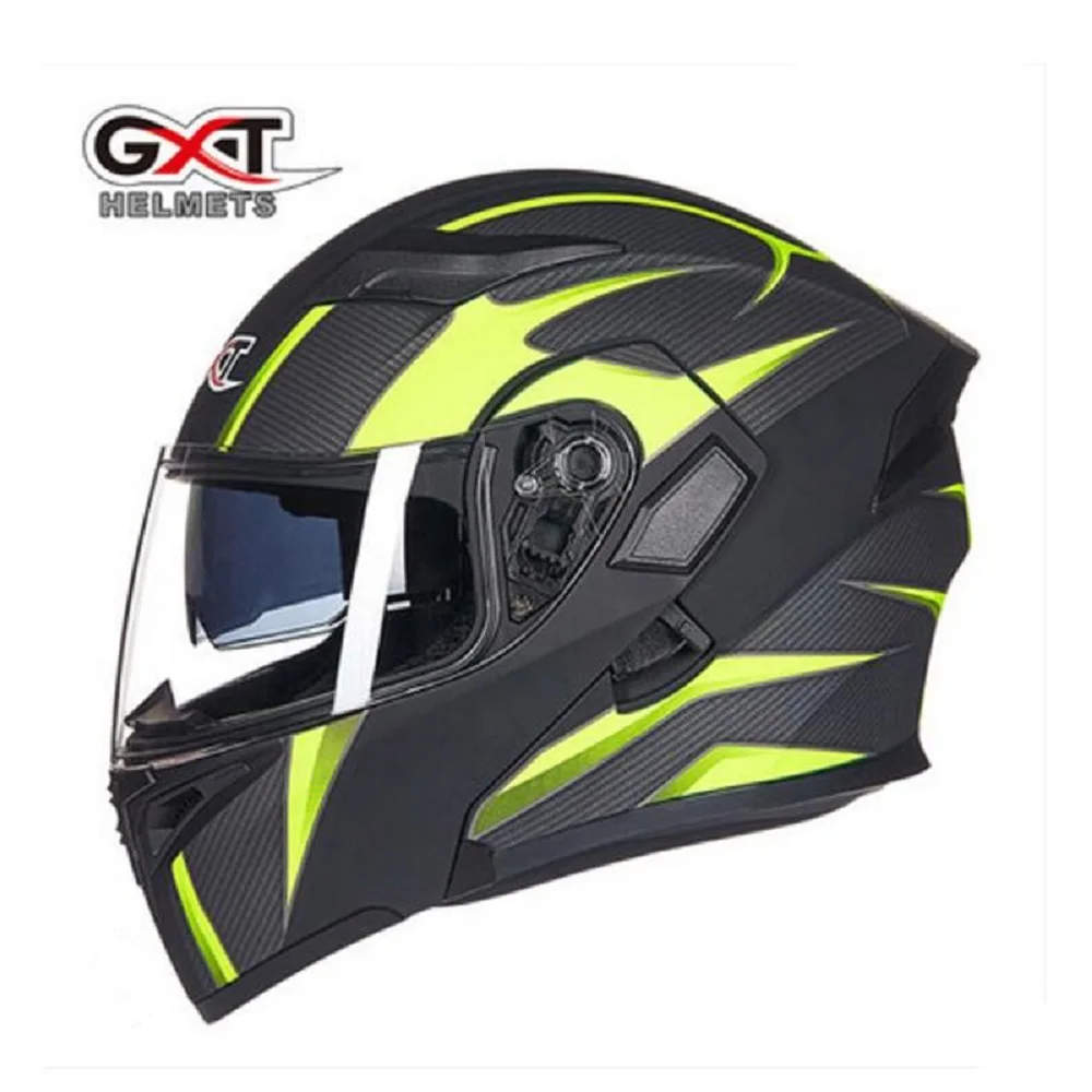 Рыцарский защитный двойной объектив флип-ап мотоциклетный шлем с открытым лицом мотоциклетный шлем из ABS PC линза козырек - Цвет: Зеленый